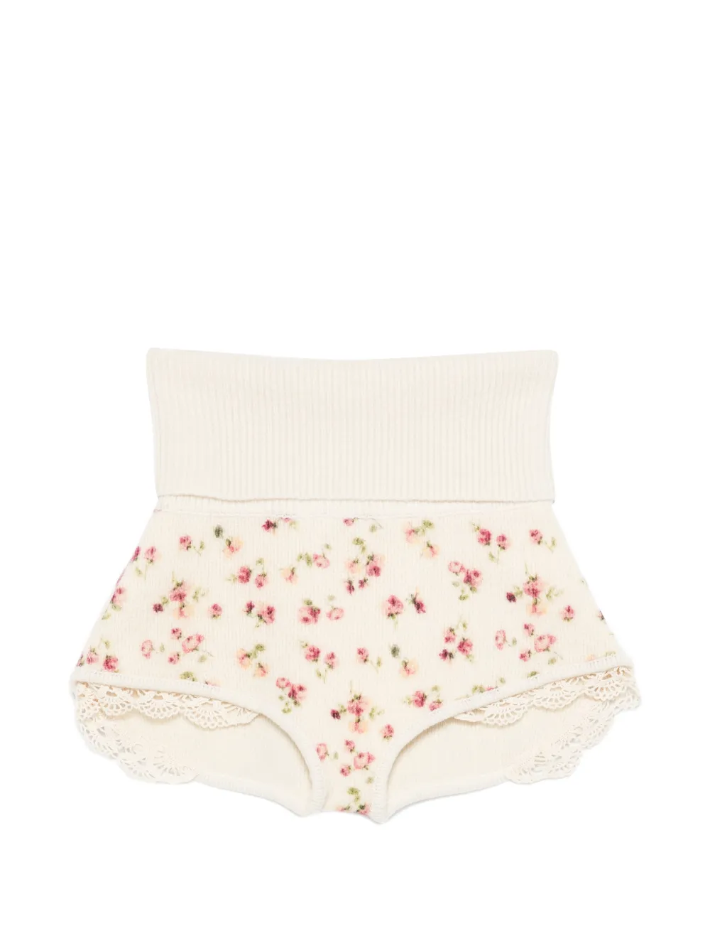 Magda Butrym floral-print lace shorts - Toni neutri
