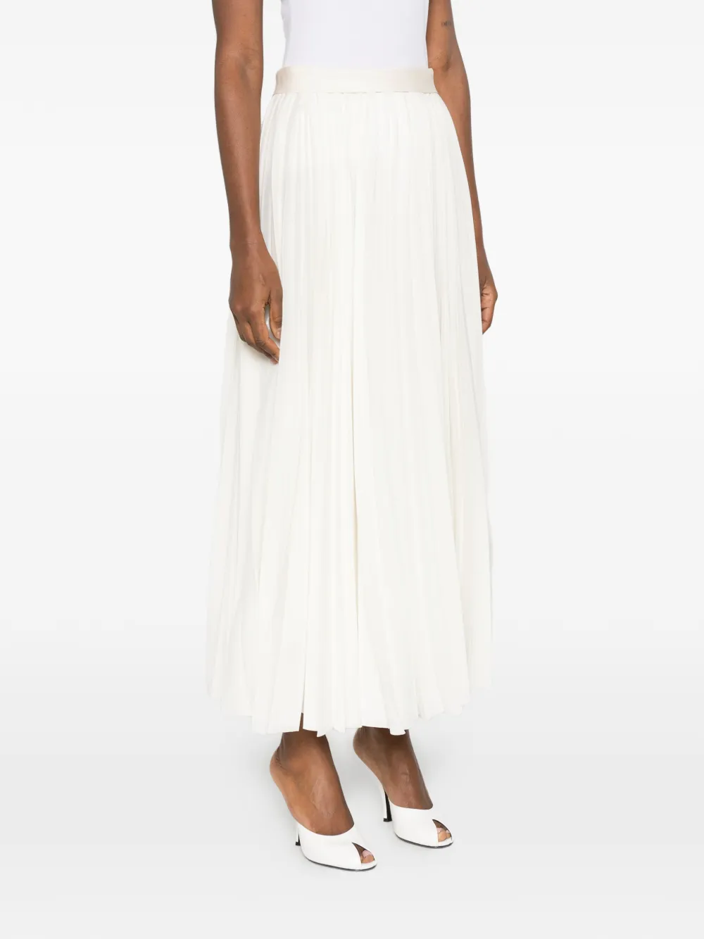  R2w Elasticated Waistband Pleated Skirt - Neutrals 