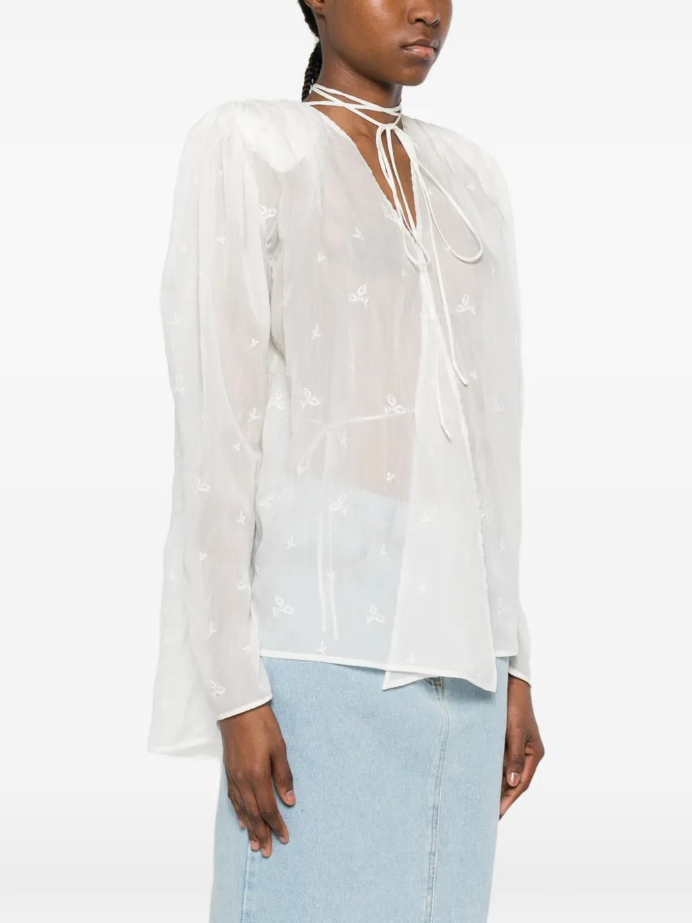Magda Butrym Shirt met geborduurde bloemen Wit