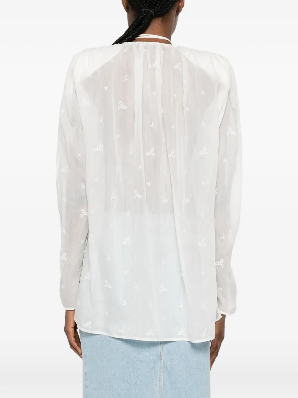 Magda Butrym Shirt met geborduurde bloemen Wit