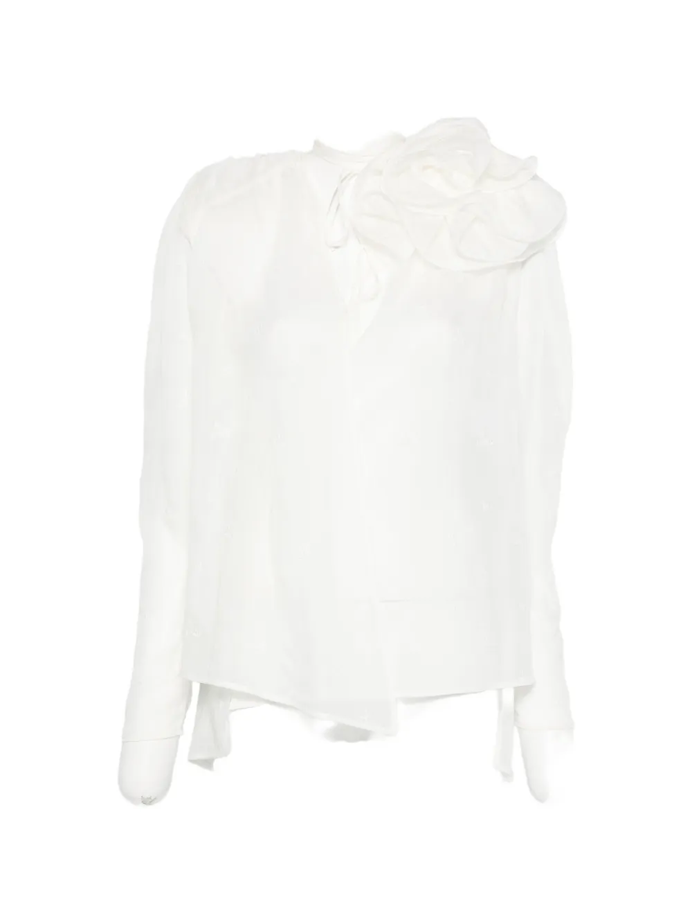 Magda Butrym floral-embroidered ruffled blouse - Bianco