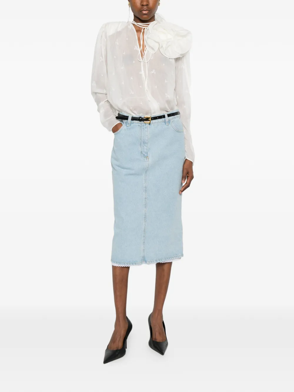 Magda Butrym Shirt met geborduurde bloemen Wit