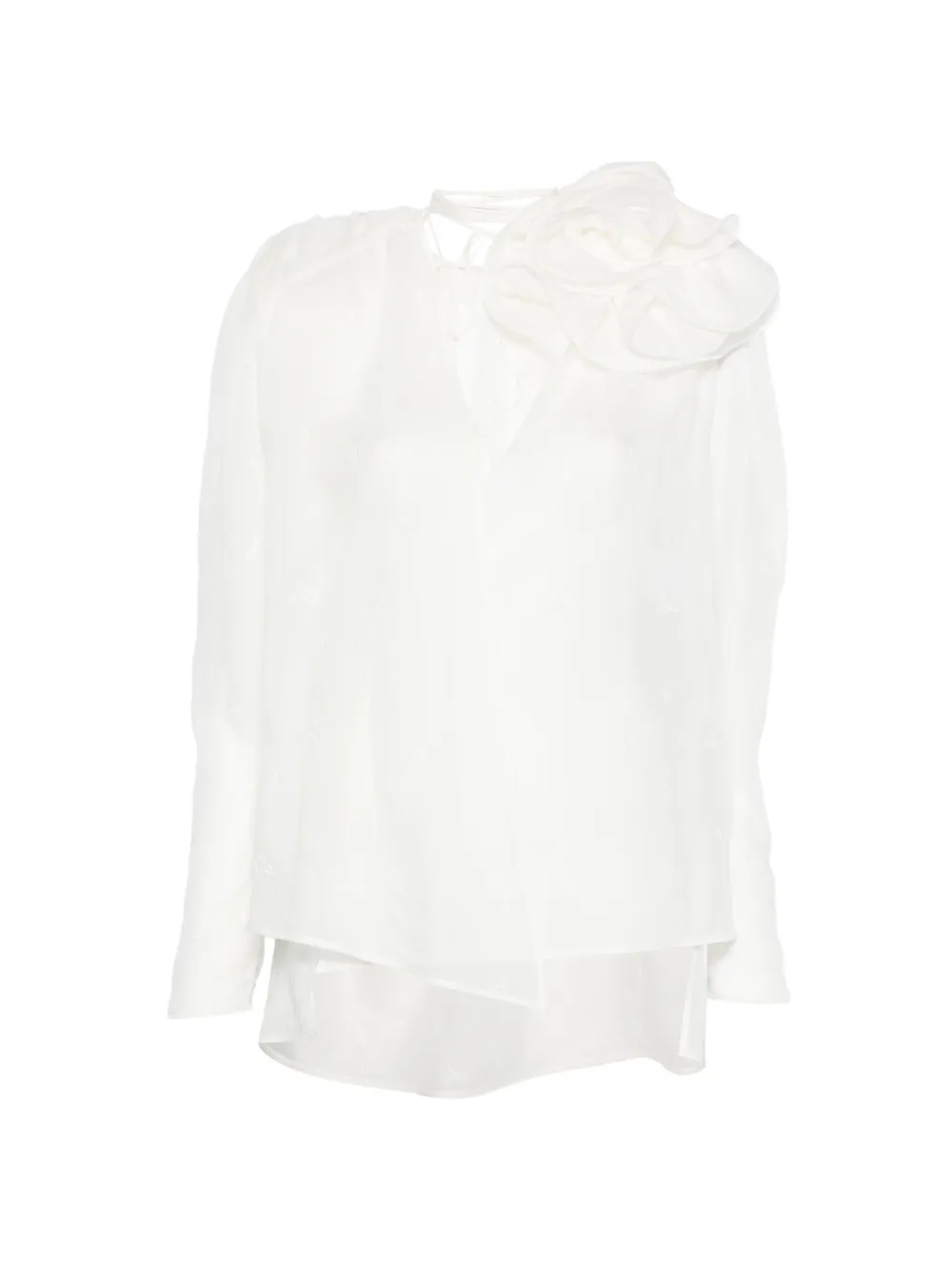 Magda Butrym floral-embroidered ruffled blouse - Bianco
