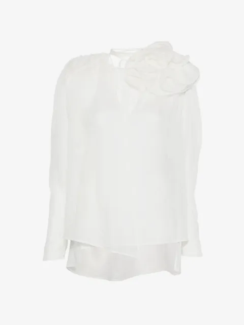 Magda Butrym floral-embroidered ruffled blouse