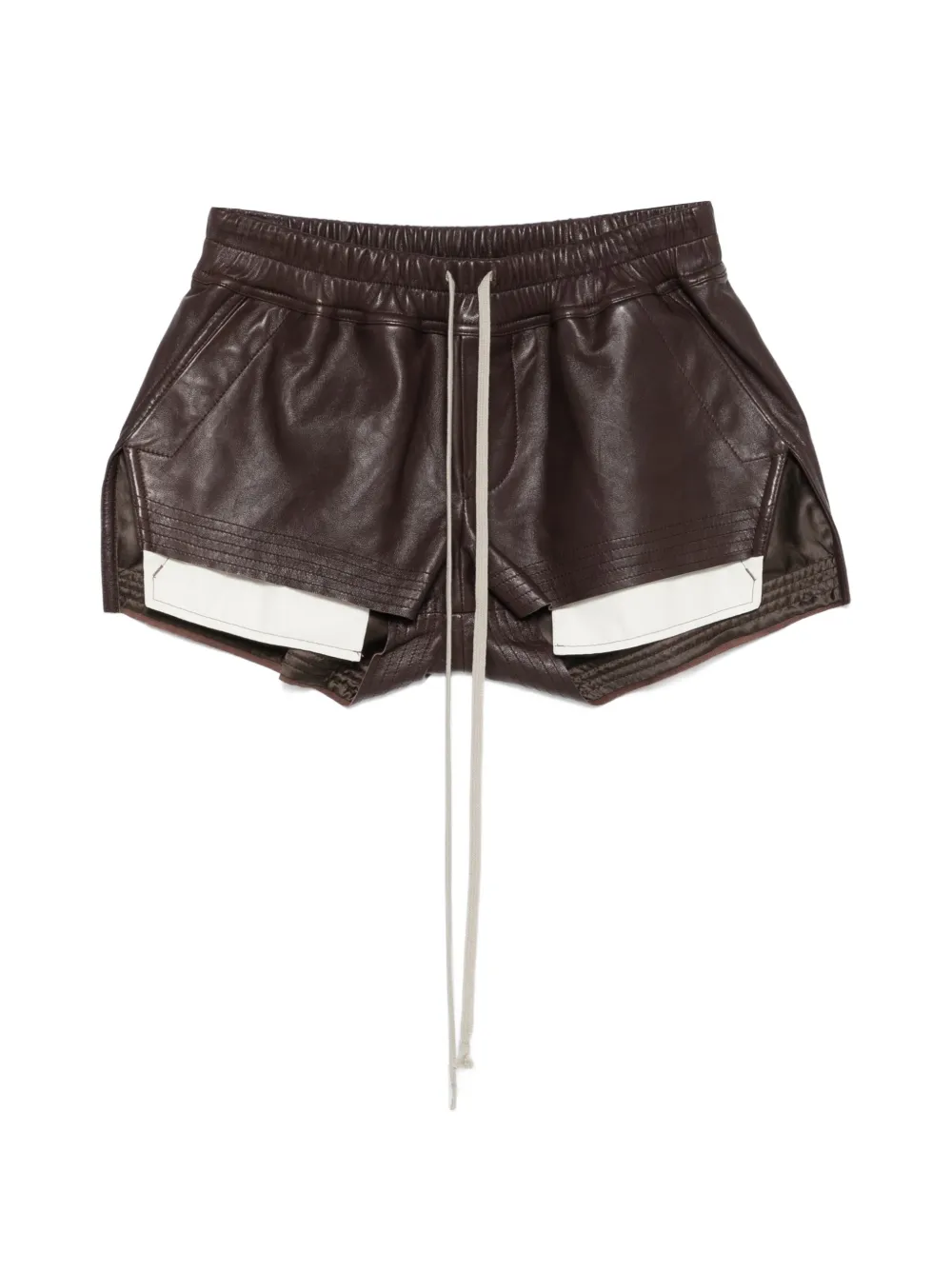 Rick Owens Fog Boxers drawstring panelled shorts - Marrone