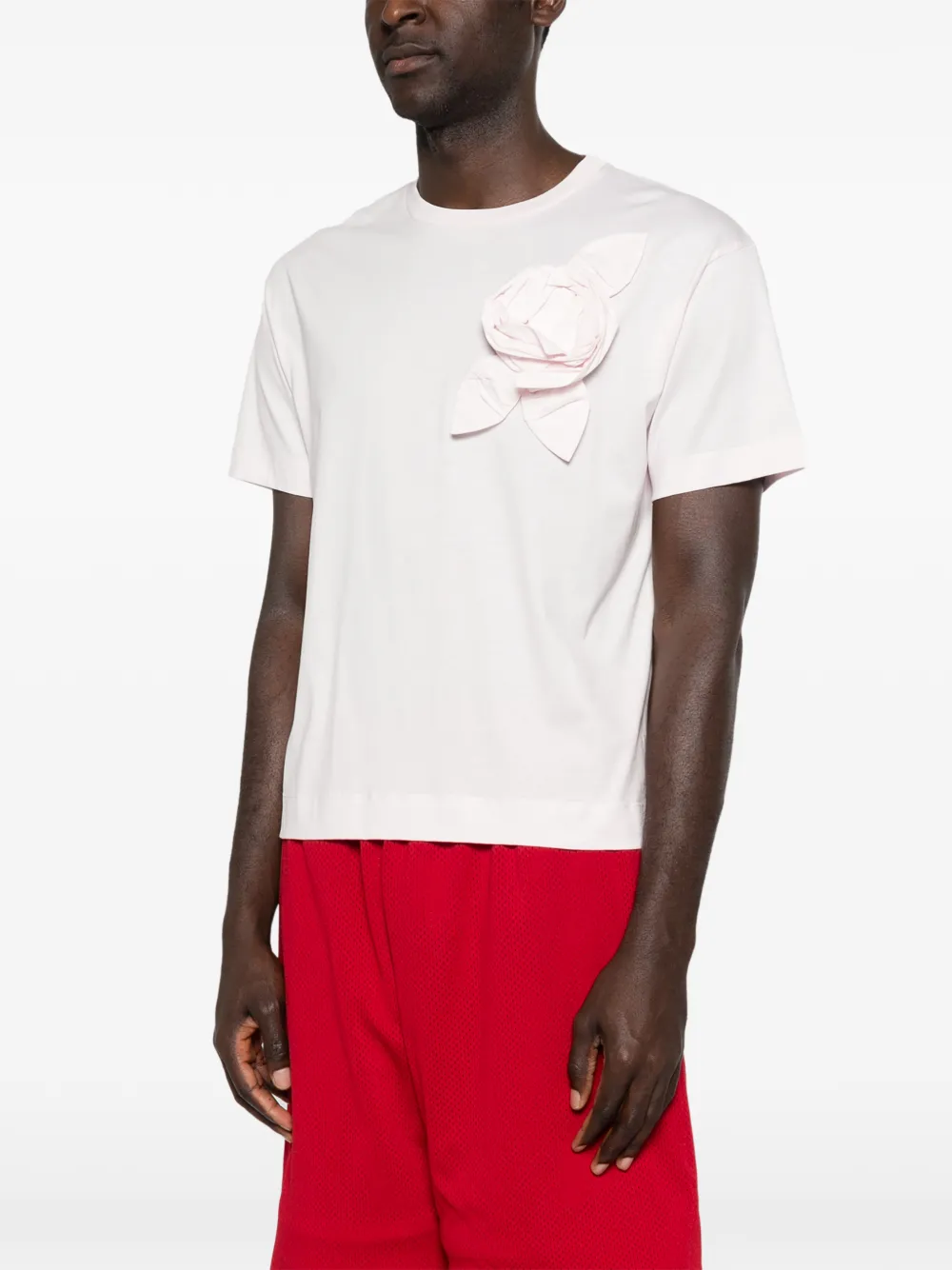  Simone Rocha Flower-appliqué T-shirt - Pink 