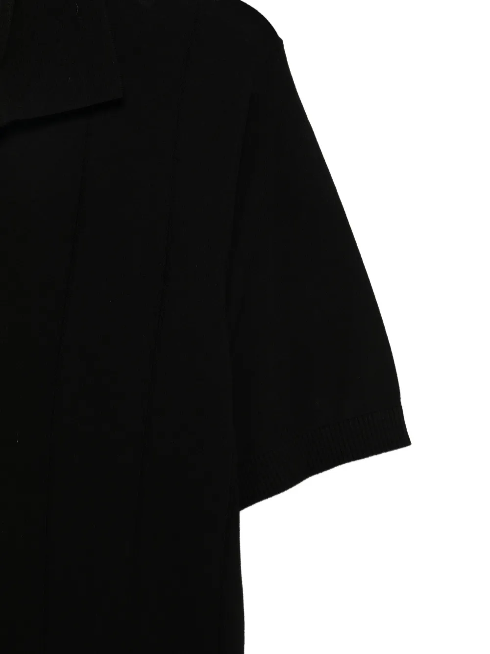 Kangra Ribgebreid T-shirt met polokraag Zwart