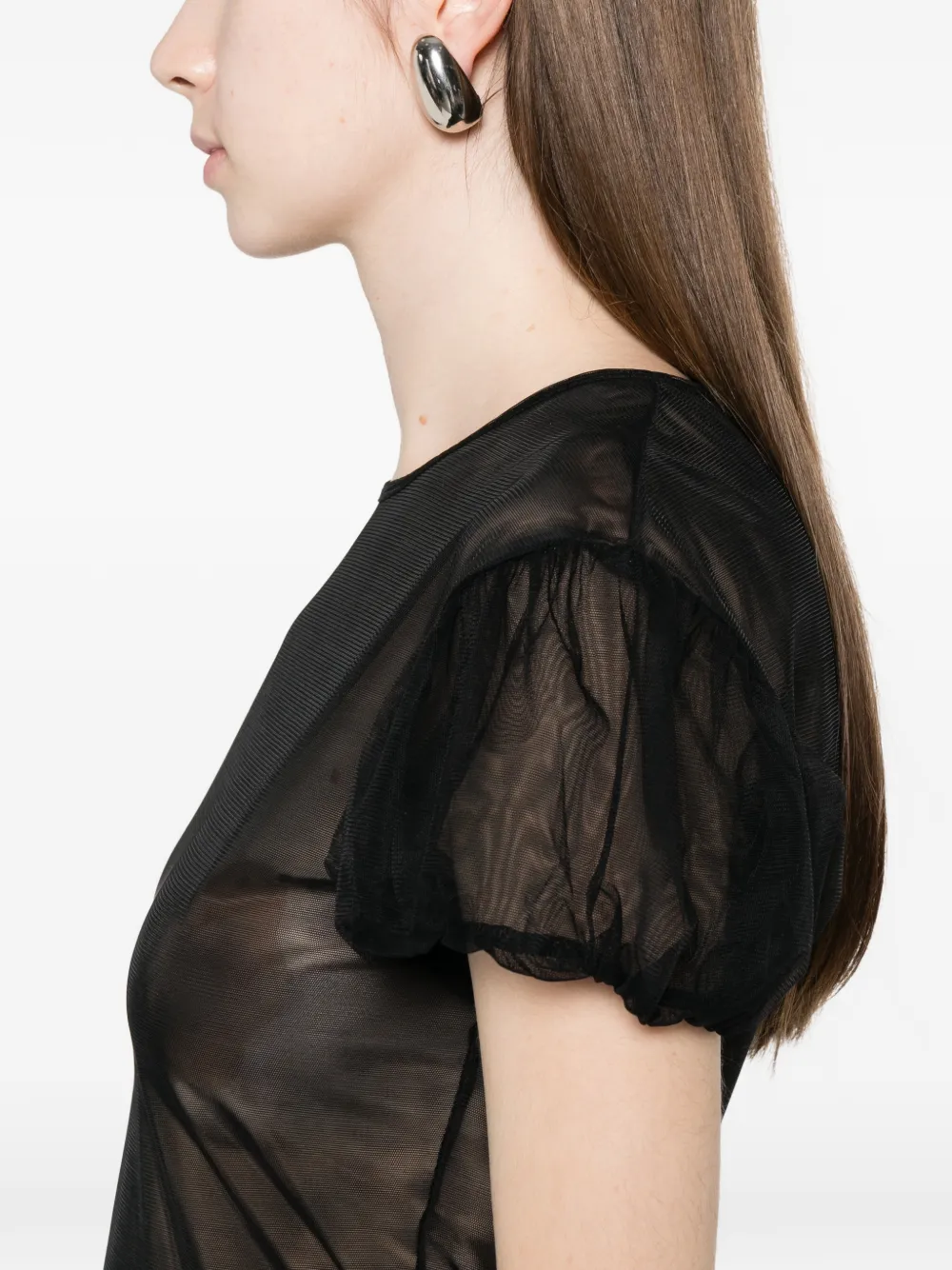 Simone Rocha Top met pofmouwen en ruches Zwart
