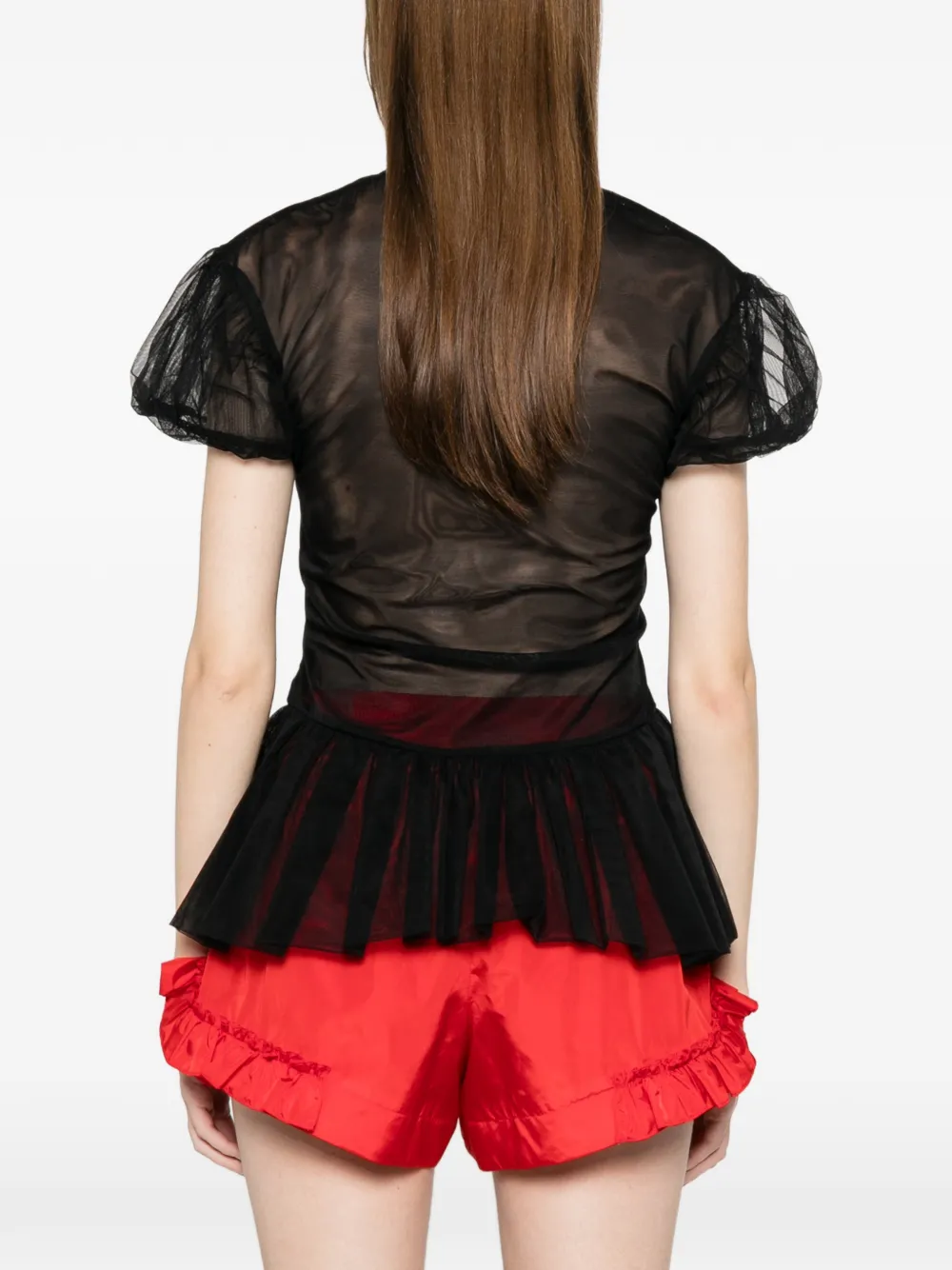 Simone Rocha Top met pofmouwen en ruches Zwart