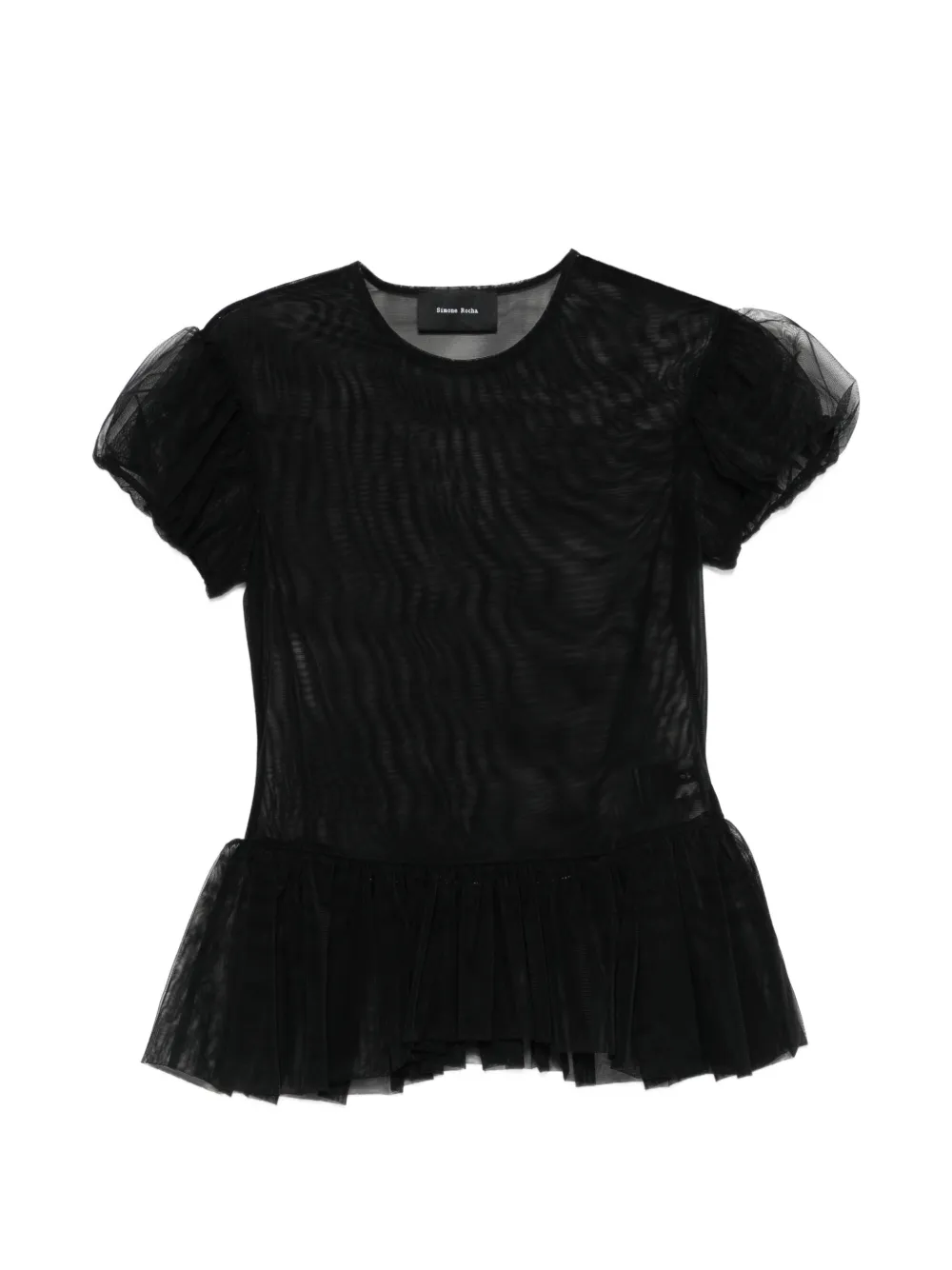Simone Rocha ruffled puff-sleeve top - Nero