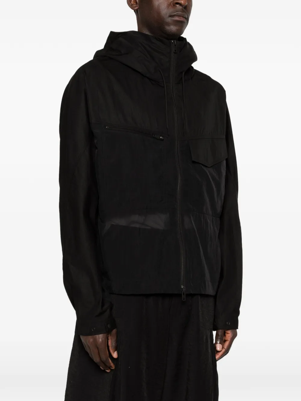  Y-3 Chaqueta Con Capucha Y Cremallera - Negro 