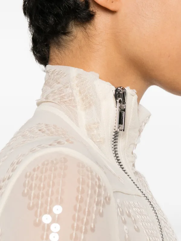 Rick Owens Lilies sequin-embellished Sheer Jacket | Neutrals