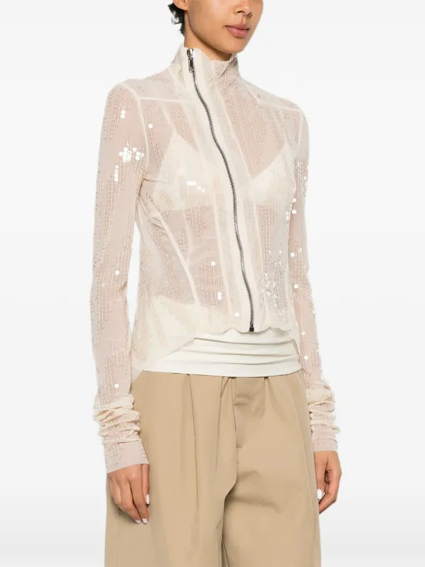 Rick Owens Lilies sequin-embellished Sheer Jacket | Neutrals