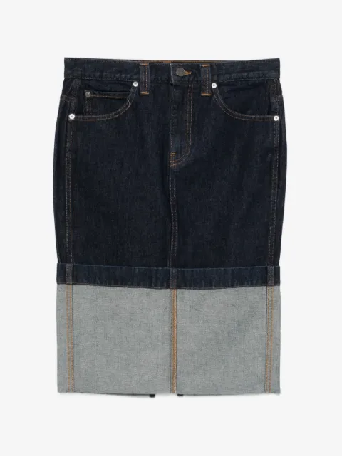KHAITE Kilian two-tone denim midi skirt