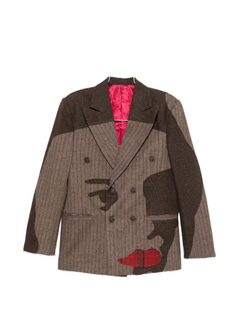 KidSuper pinstriped face-patchwork jacket