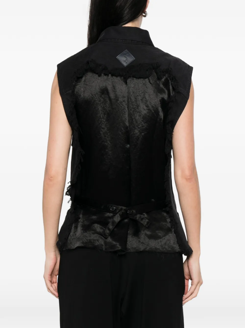Haikure Ryder denim gilet met franje Zwart