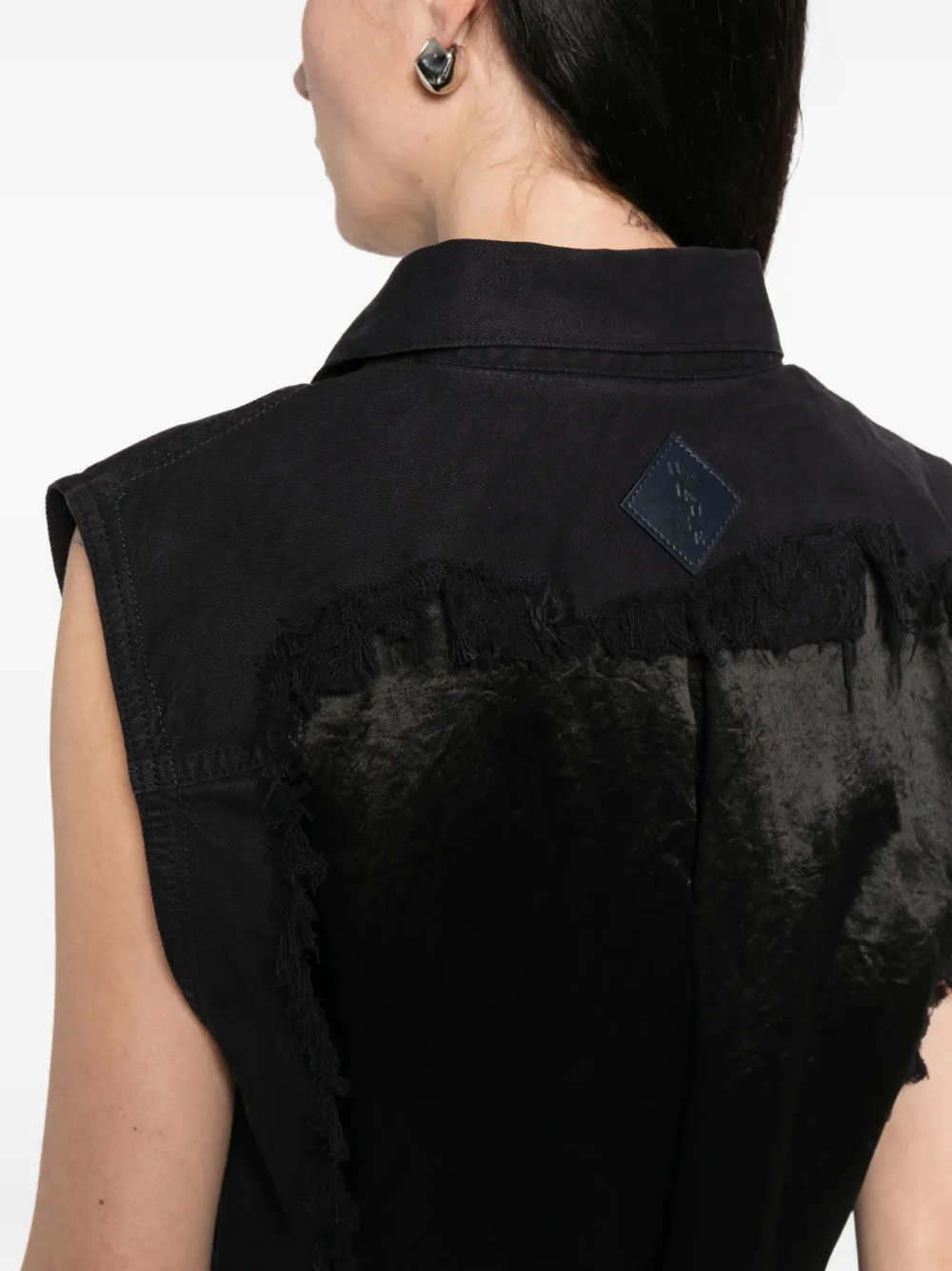 Haikure Ryder denim gilet met franje Zwart