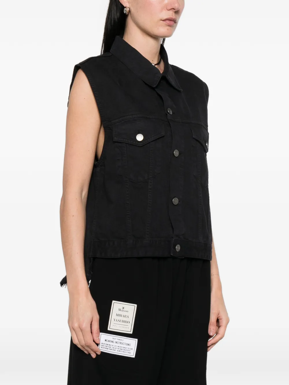  Haikure Ryder Button Fringed Gilet - Black 