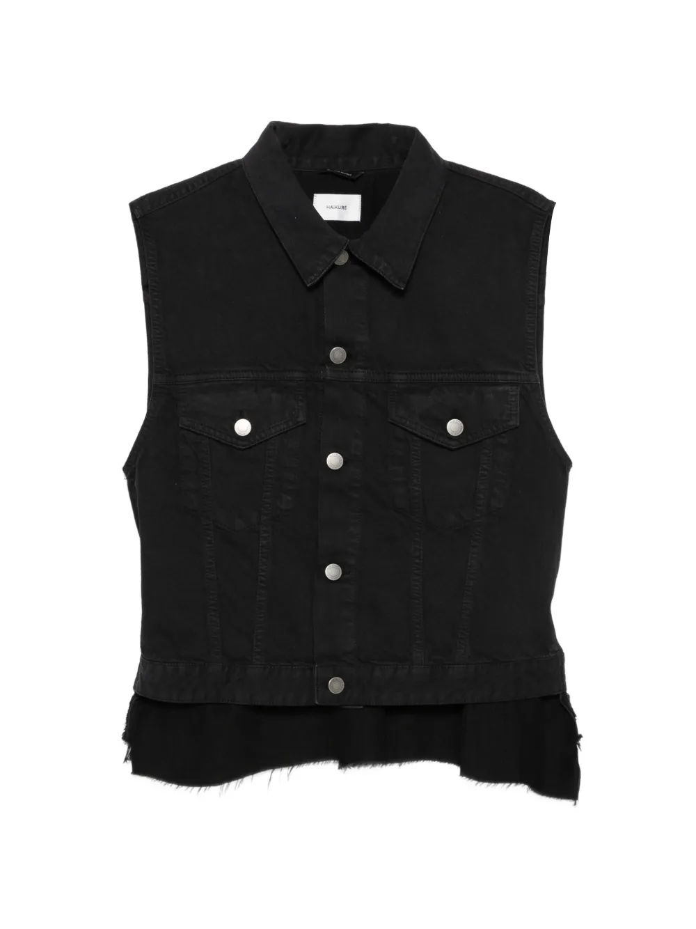 Haikure Ryder button fringed gilet - Black