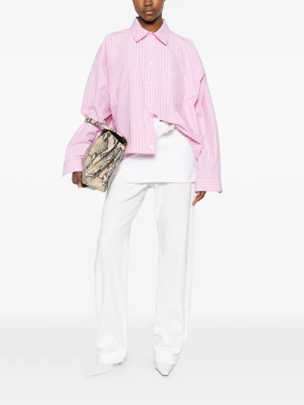BALENCIAGA バックロゴ ボウタイシャツ ストライプ ピンク 34 メンズ バレンシアガ ピンク ストライプ シャツ