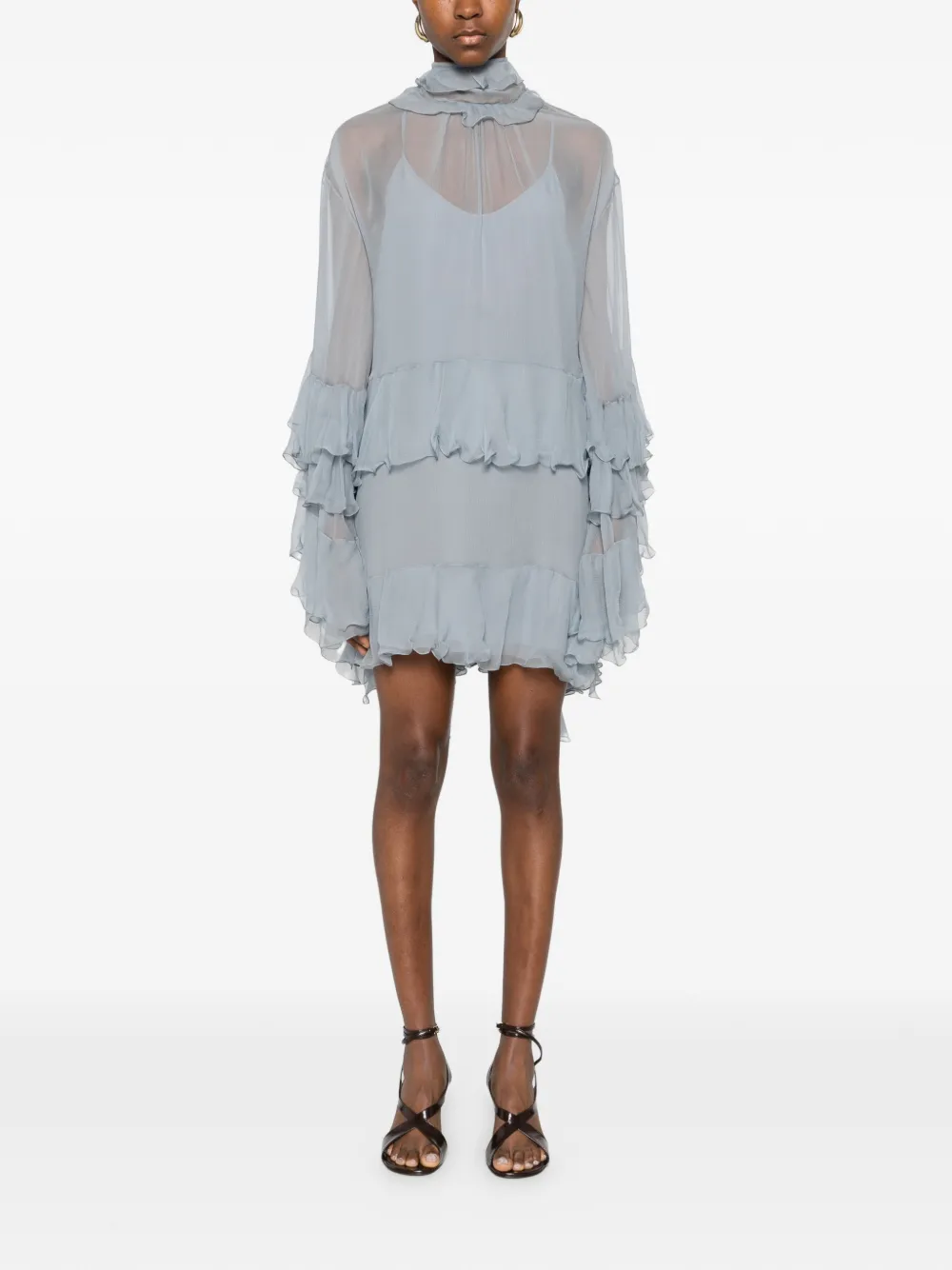  Chloé Ruffled Mini Dress - Blue 