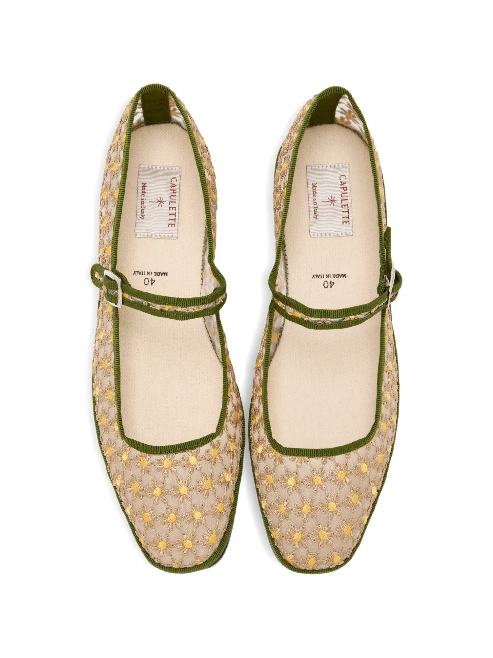 CAPULETTE Bambinetta Fiorella ballerina's met geborduurde bloemen Beige