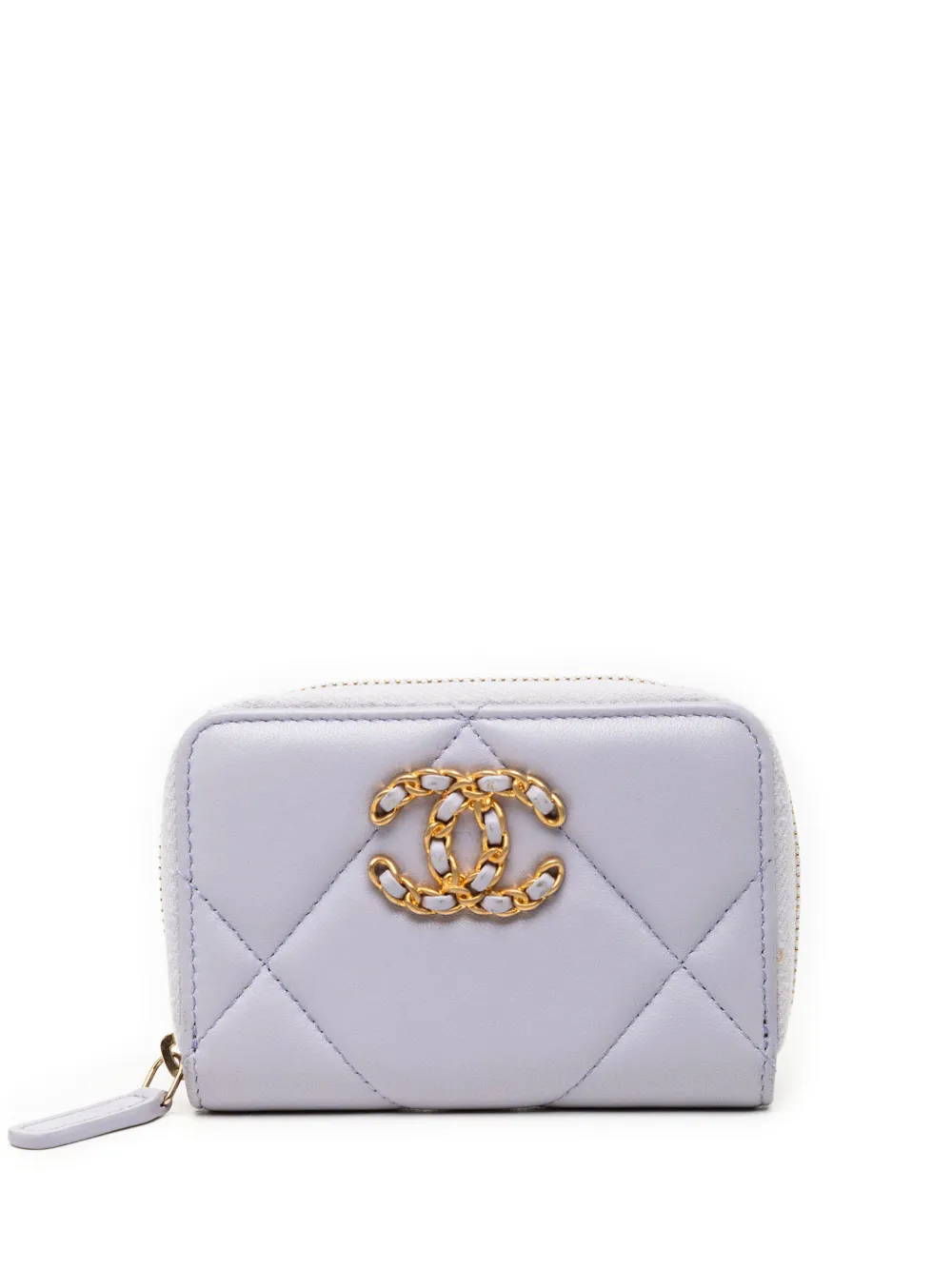 CHANEL Pre-Owned 2021 Quilted Lambskin 19 Zip Around Purse coin pouch - Viola