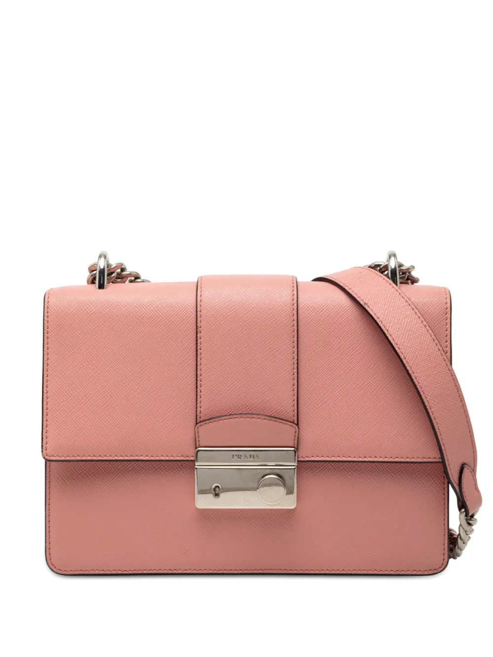 Prada Pre-Owned Borsa a tracolla Sound Lock Chain piccola in pelle Saffiano 2010-2025 - Rosa