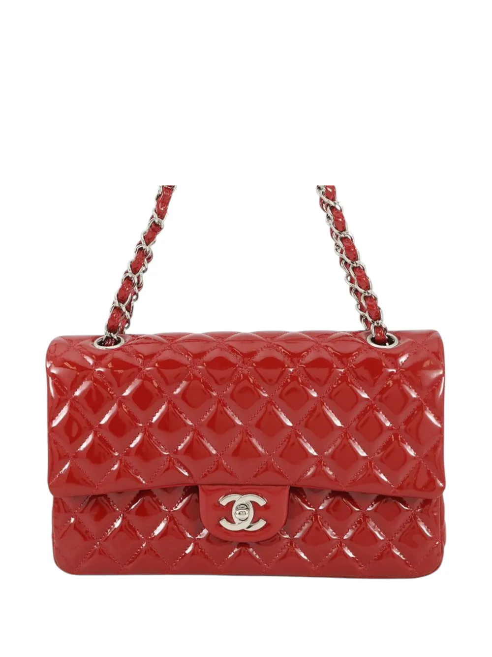 CHANEL Pre-Owned 2010-2011 Medium Classic Patent Double Flap shoulder bag - Rosso