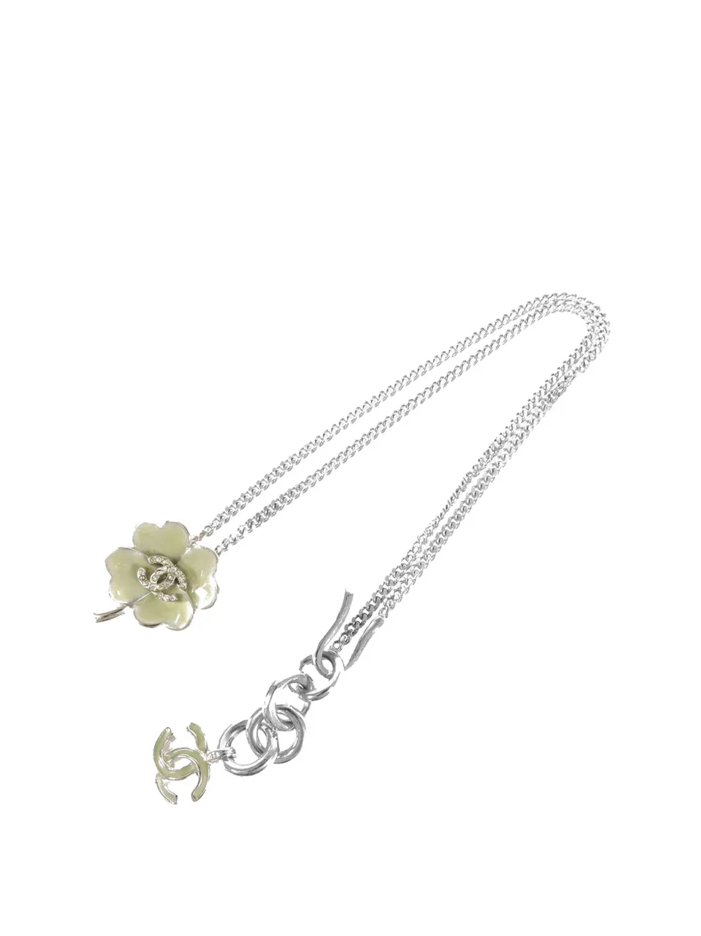 CHANEL Pre-Owned Collana con pendente CC placcata argento con cristalli 2004 - Giallo