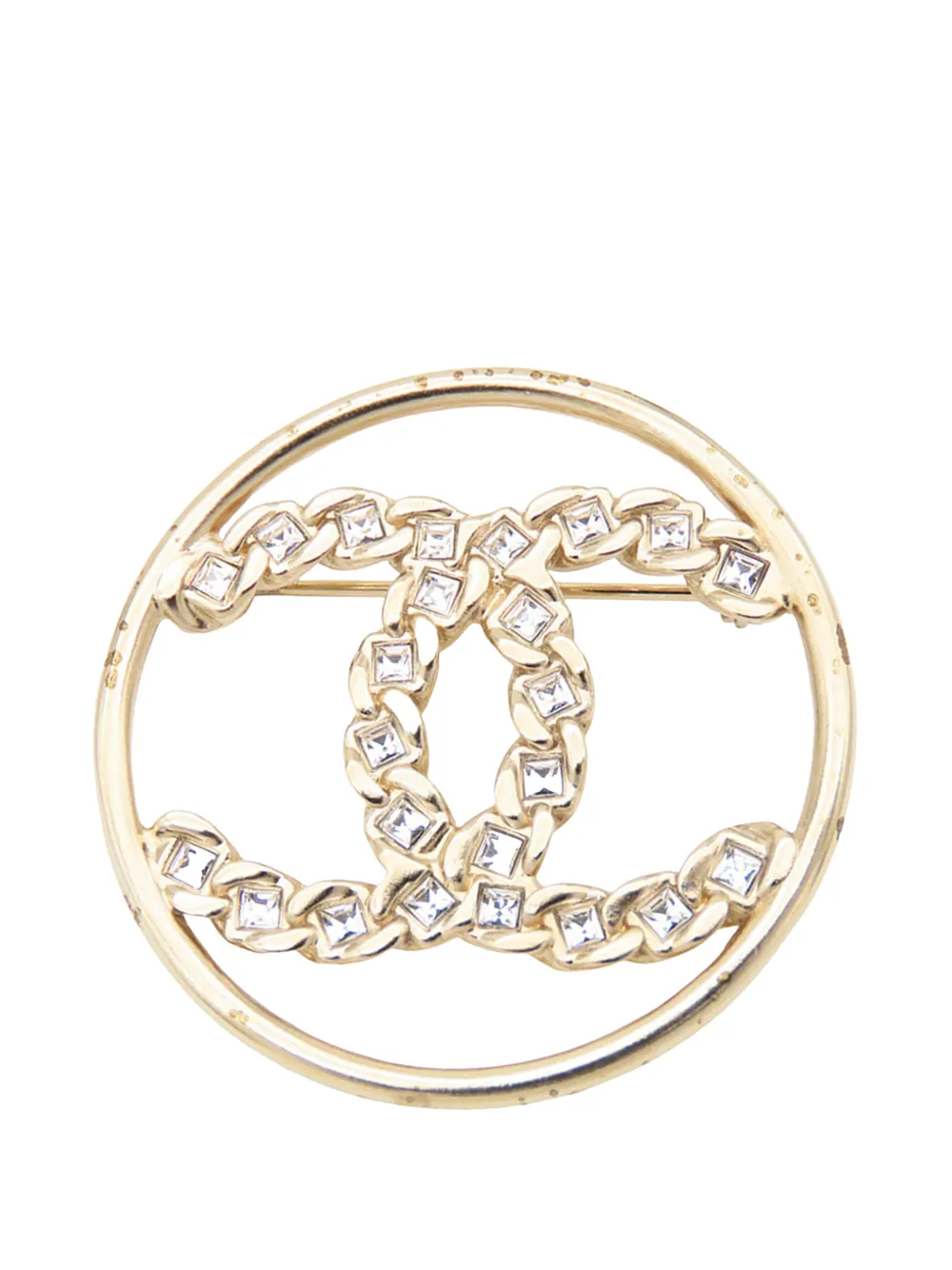 CHANEL Pre-Owned 2019 CC Gold Plated Logo Crystal Brooch costume brooch - Oro