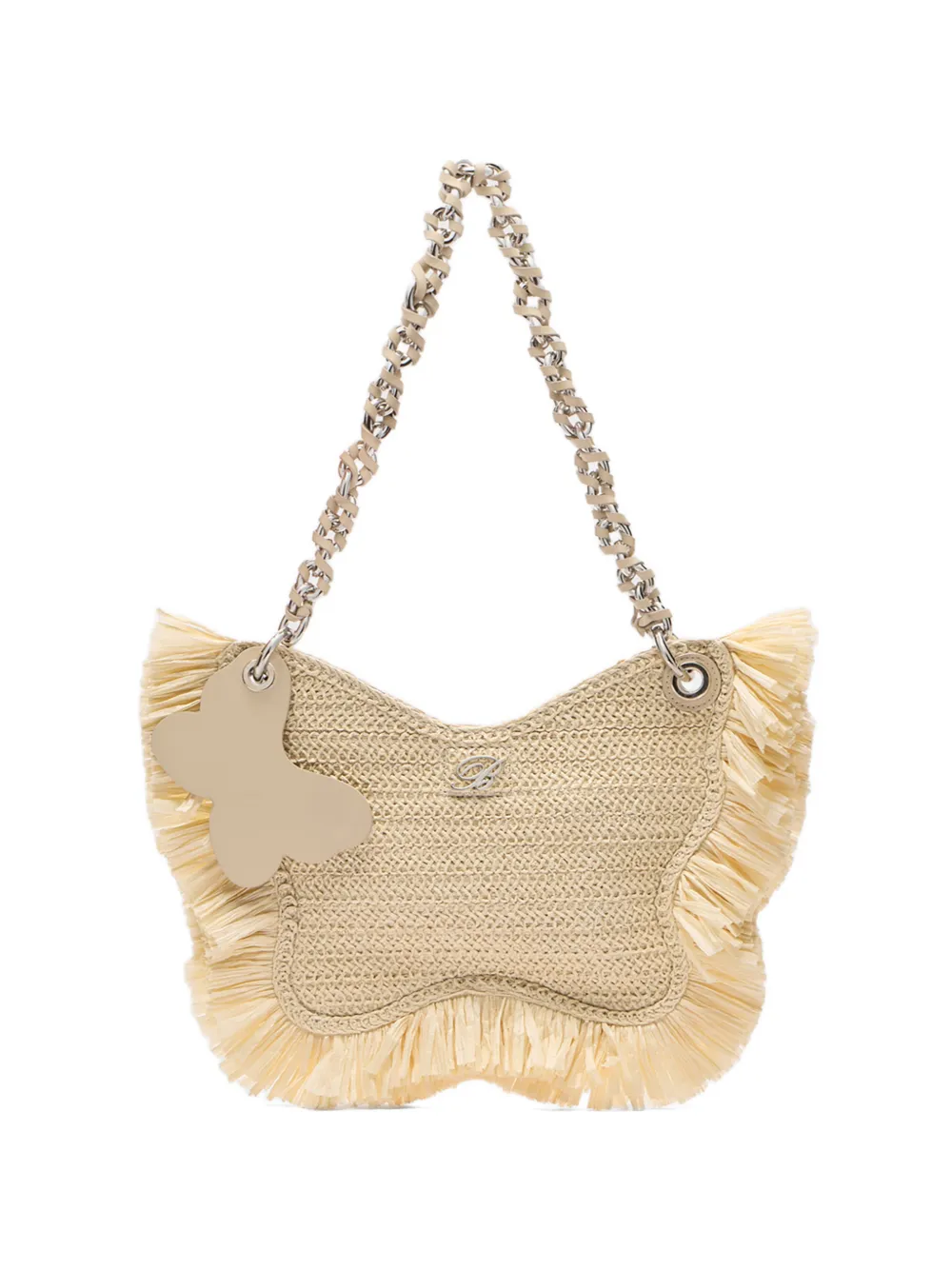 Blumarine Butterfly raffia shoulder bag - Toni neutri