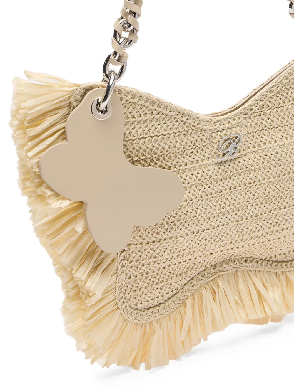 Blumarine Butterfly raffia schoudertas Beige