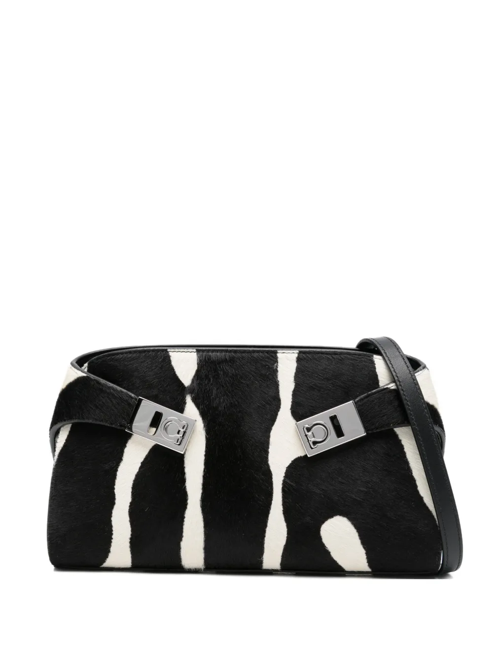 Ferragamo Hug zebra-print clutch bag - Nero