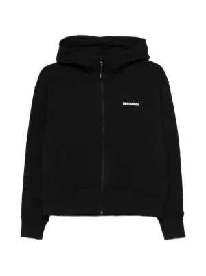 GANNI Velour zip-up Hoodie | Black | FARFETCH