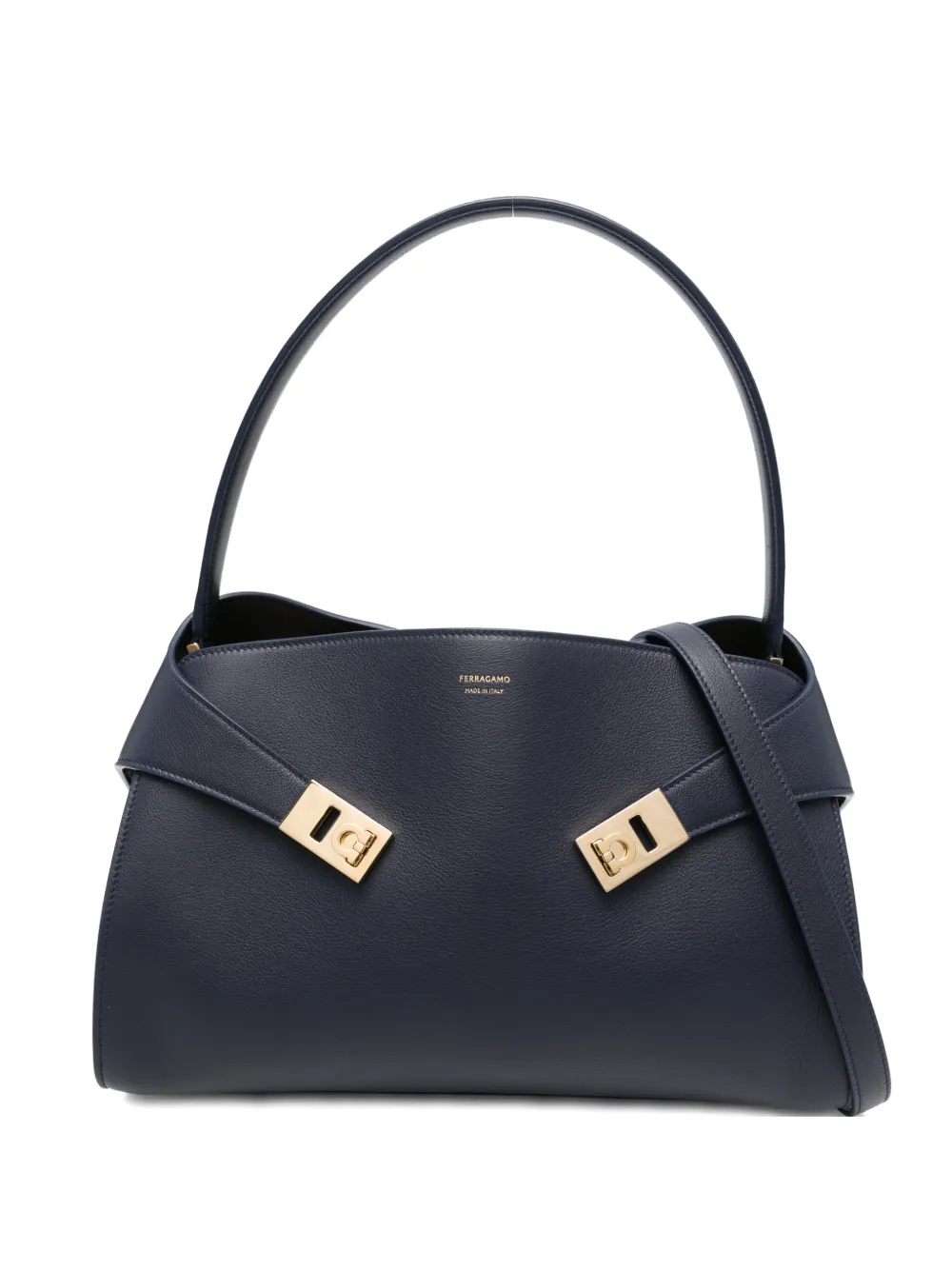 Ferragamo medium Hug buckle leather shoulder bag - Blu