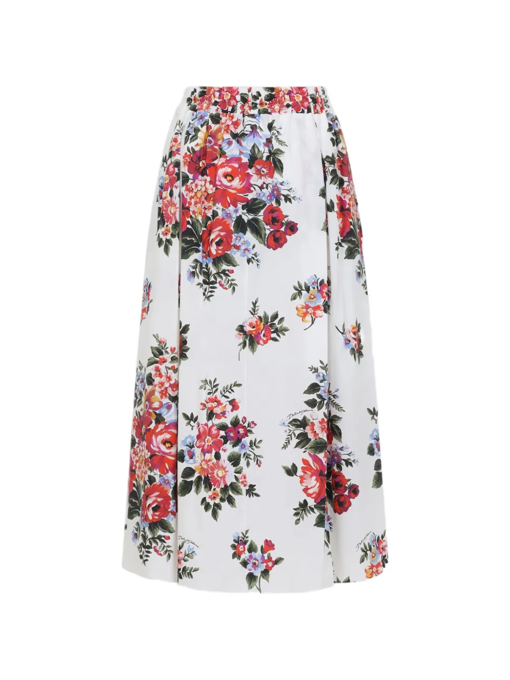  Dolce & Gabbana Floral Print Midi Skirt - White 