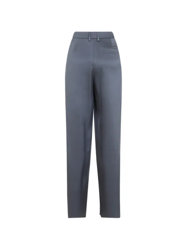 Giorgio Armani Pleated Silk Trousers | Grey | FARFETCH