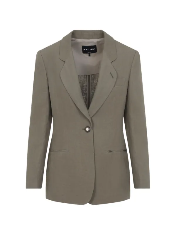 Giorgio Armani Single-button Linen Jacket in Neutrals