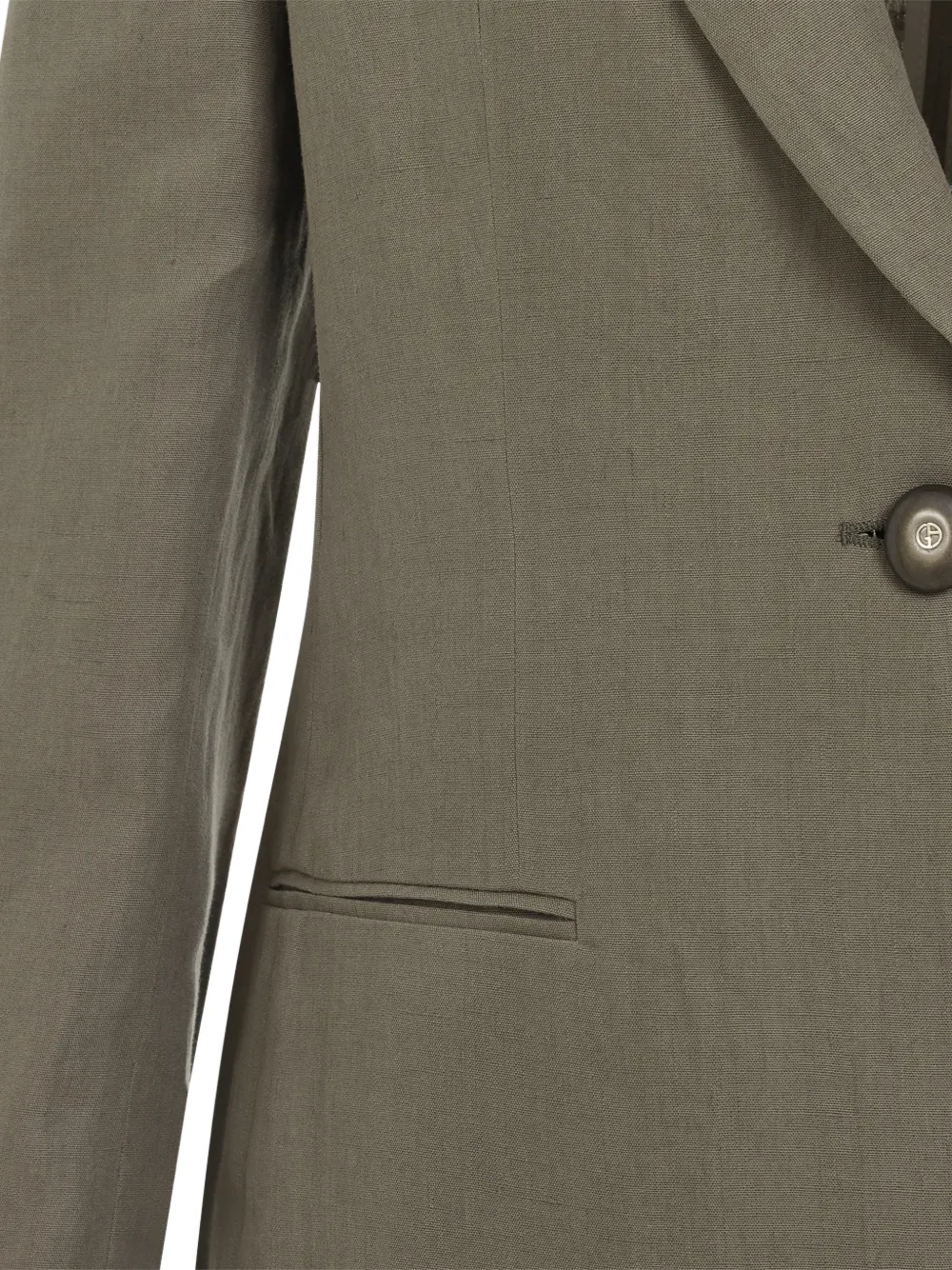 Giorgio Armani Linnen jack met enkele rij knopen Beige