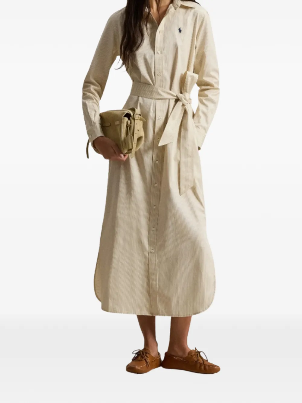 Polo Ralph Lauren Midi-jurk met ceintuur Beige