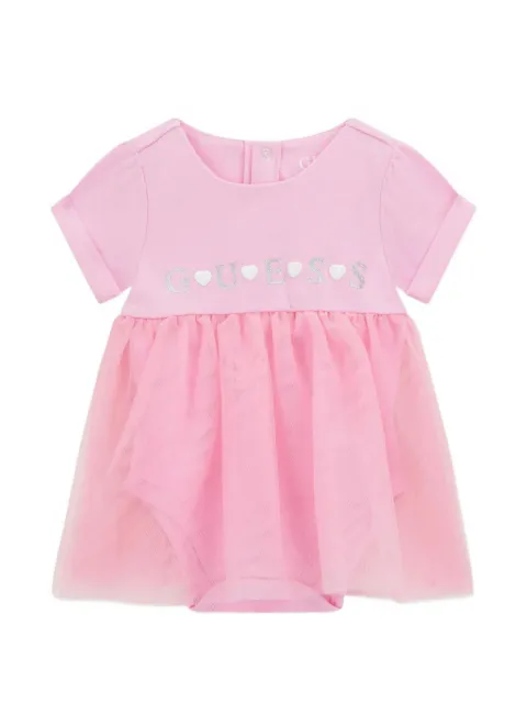 guess kids logo-print tulle dress