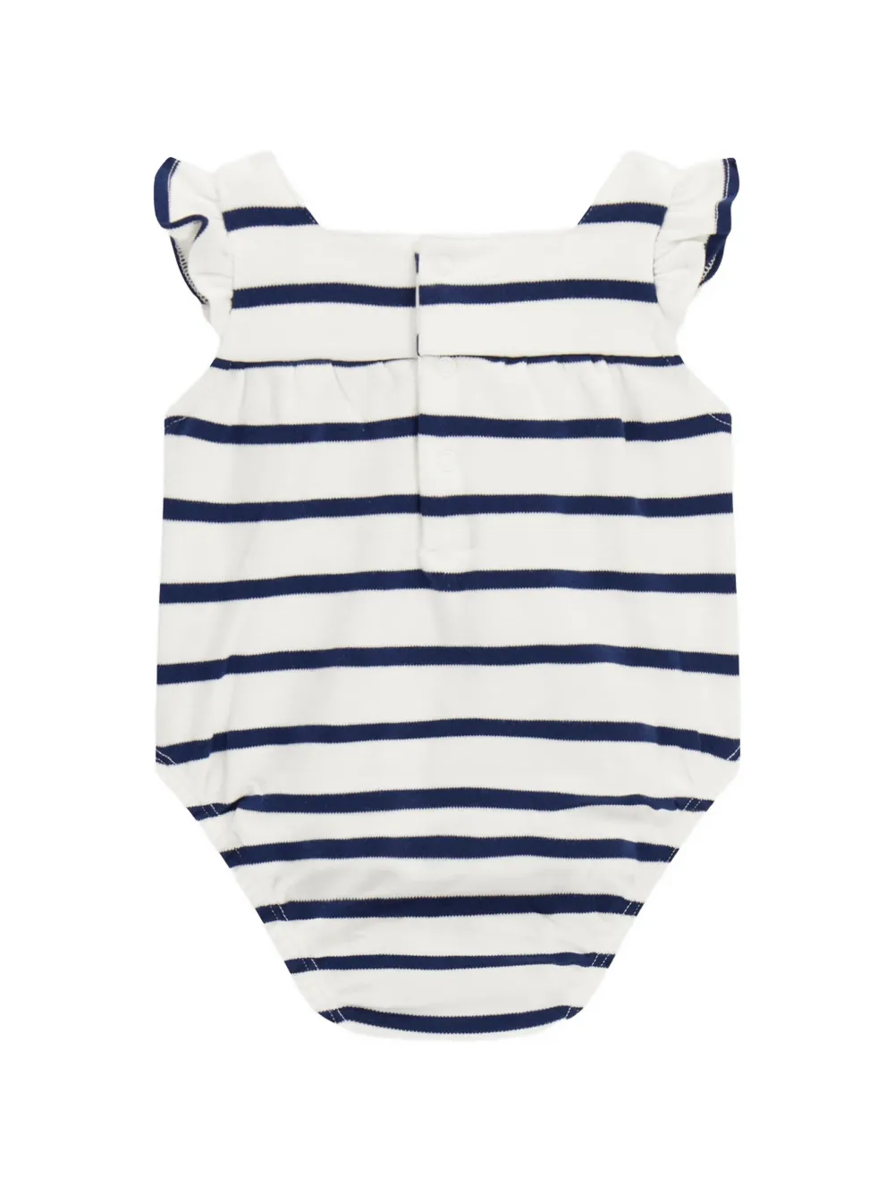  Guess Kids Logo-embroidered Striped Romper - White 