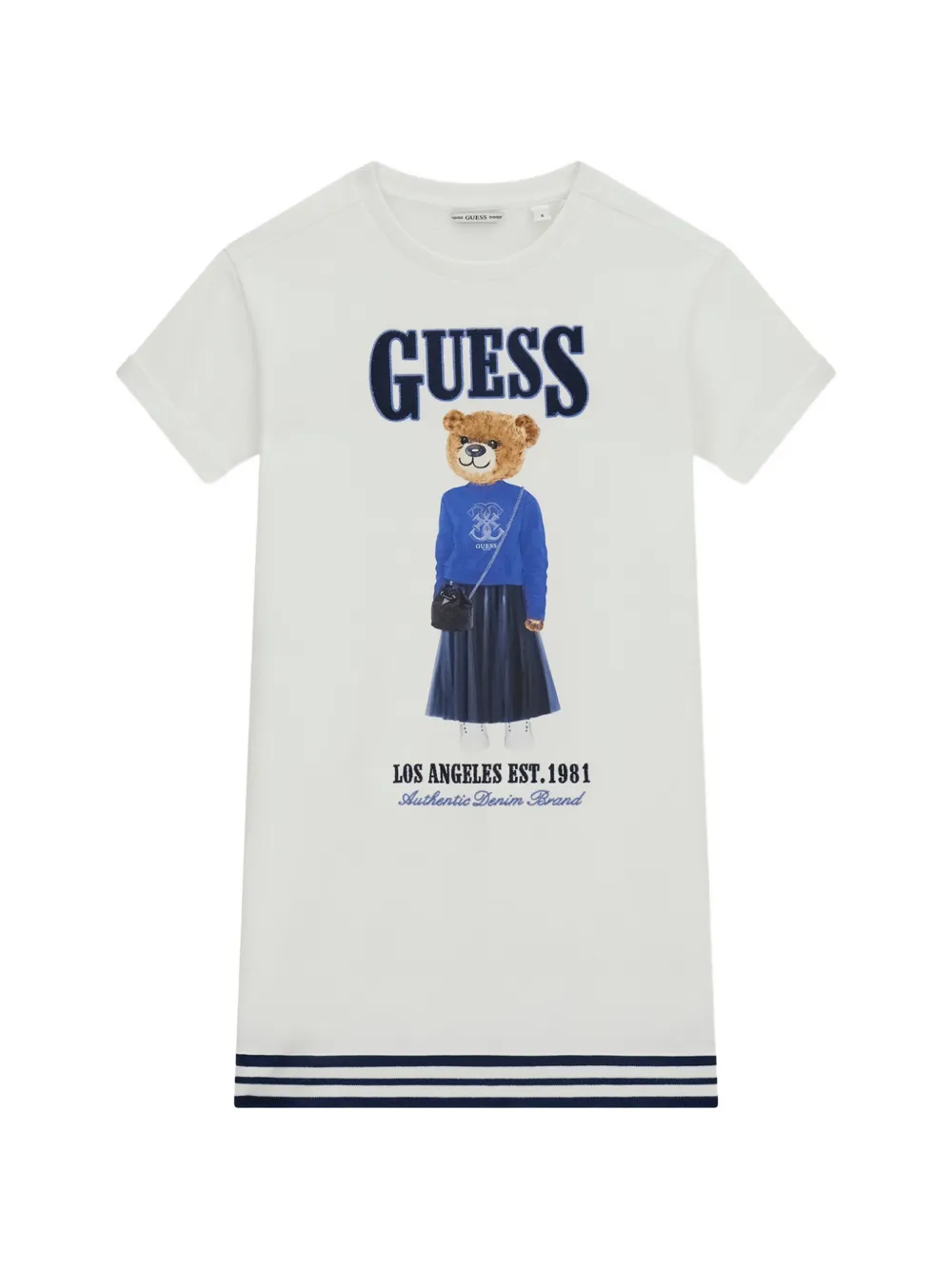 guess kids bear-print T-shirt dress - Bianco