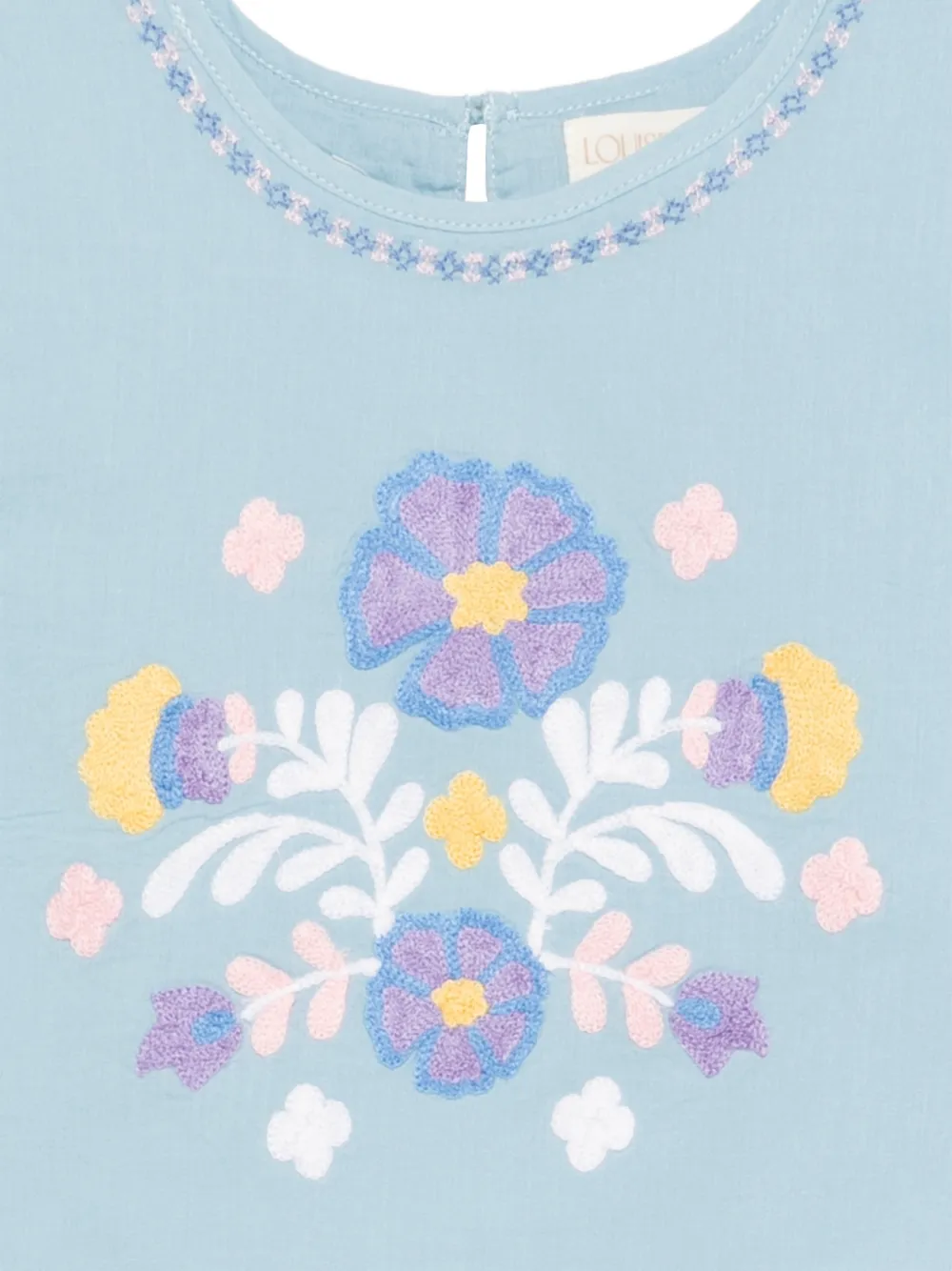  Louise Misha Kids Albane Floral-embroidered Top - Blue 