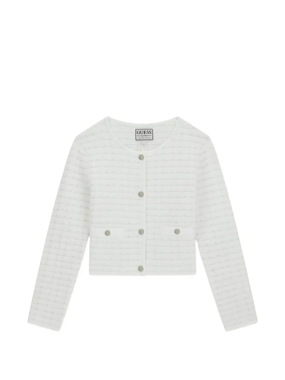 guess kids buttoned tweed cardigan - Bianco