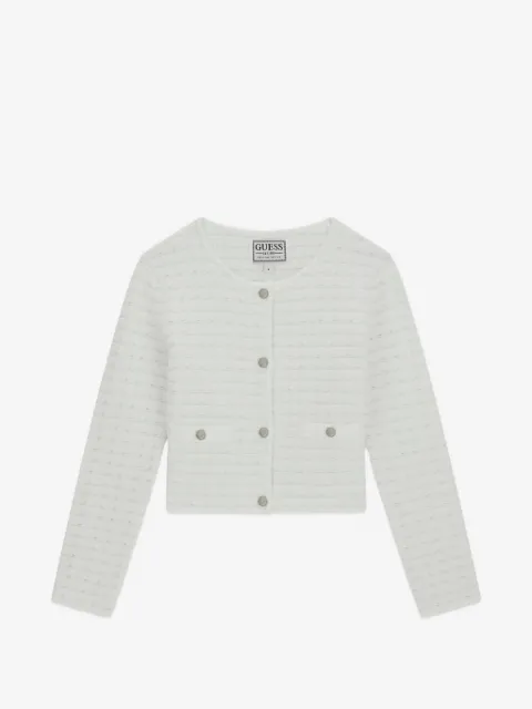 guess kids cárdigan de tweed con botones
