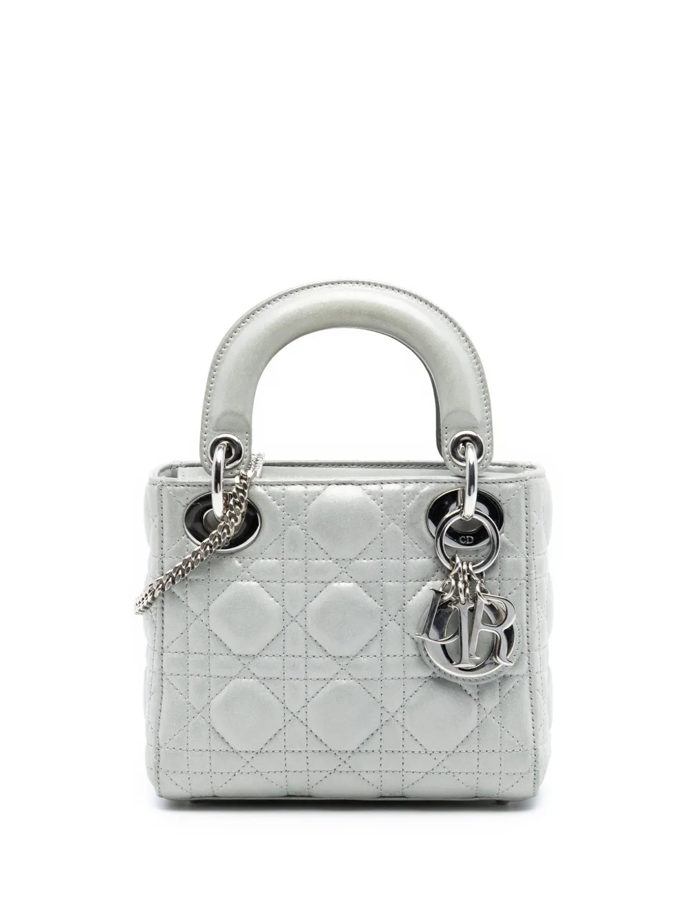 Christian Dior Pre-Owned Borsa a tracolla Lady Dior mini iridescente con motivo Cannage 2015 - Argento