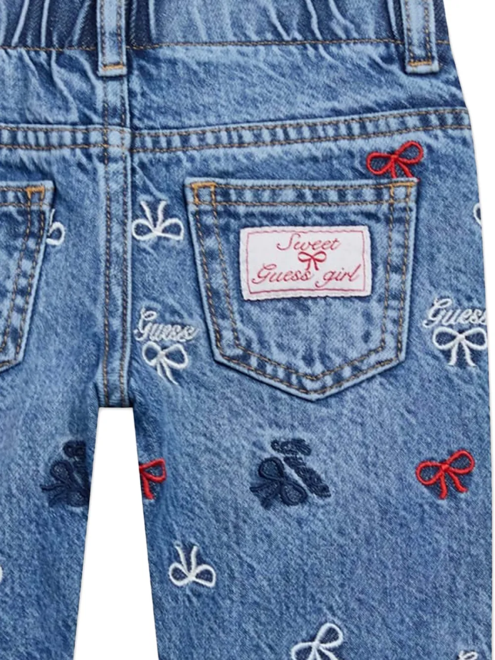  Guess Kids Bow-embroidered Jeans - Blue 