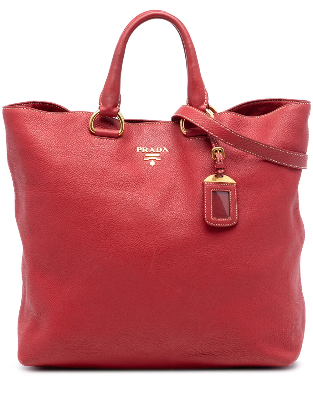 Prada Pre-Owned 2010-2025 Vitello Daino Open Convertible Tote satchel - Rosso